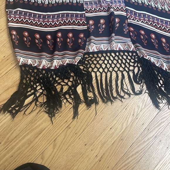 Forever 21 Chiffon Aztec Print Fringe Kimono Swim Cover-Up Size S/M - Picture 4 of 4